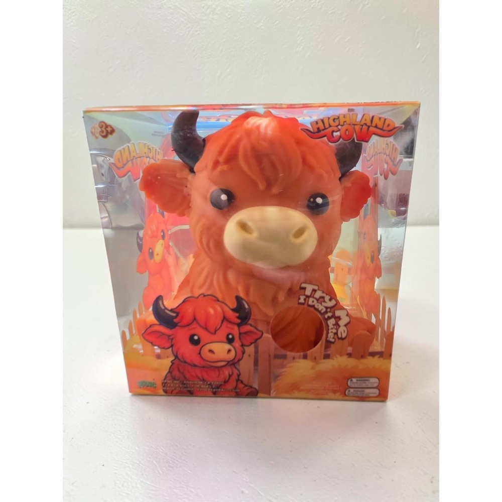 Crazy Fun Highland Cow Squishy Rare Viral Slow Rising Orange Farm Animal Toy NIB